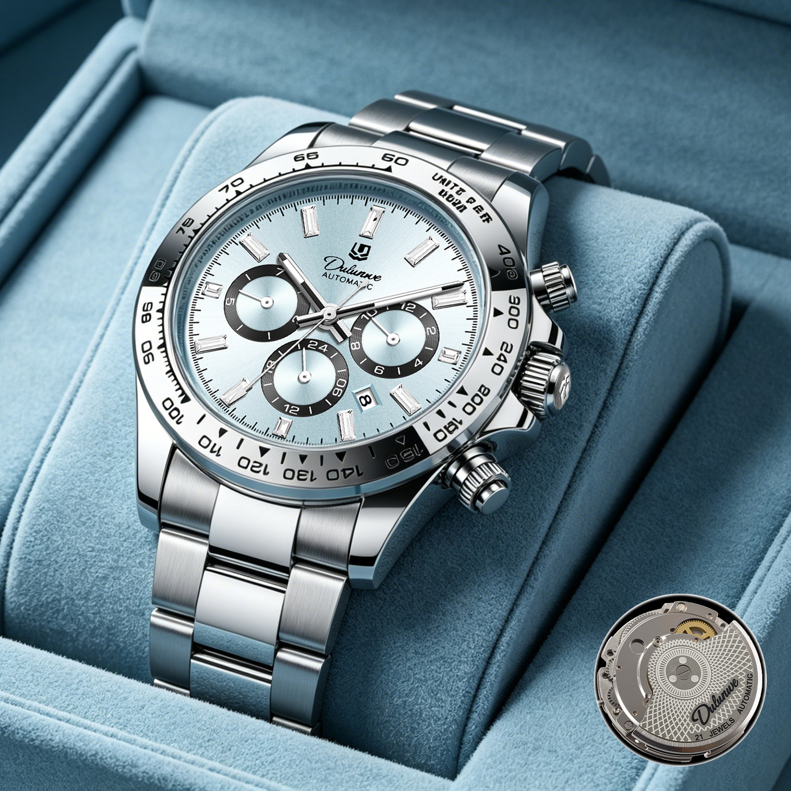 Chronograph Flyback Watch - Dulunwe Men's Automatic Mechanical Watch Multi-Function