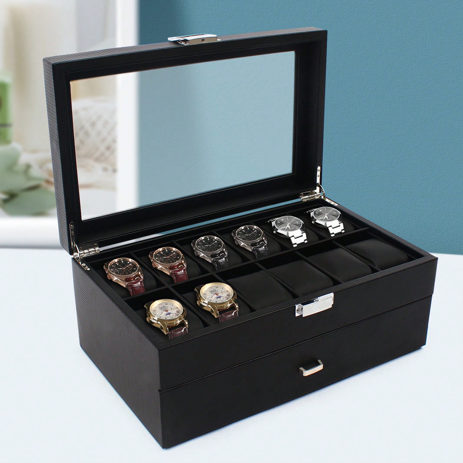 Luxury Watch Holder - 24 Slot Men Watch Display Case