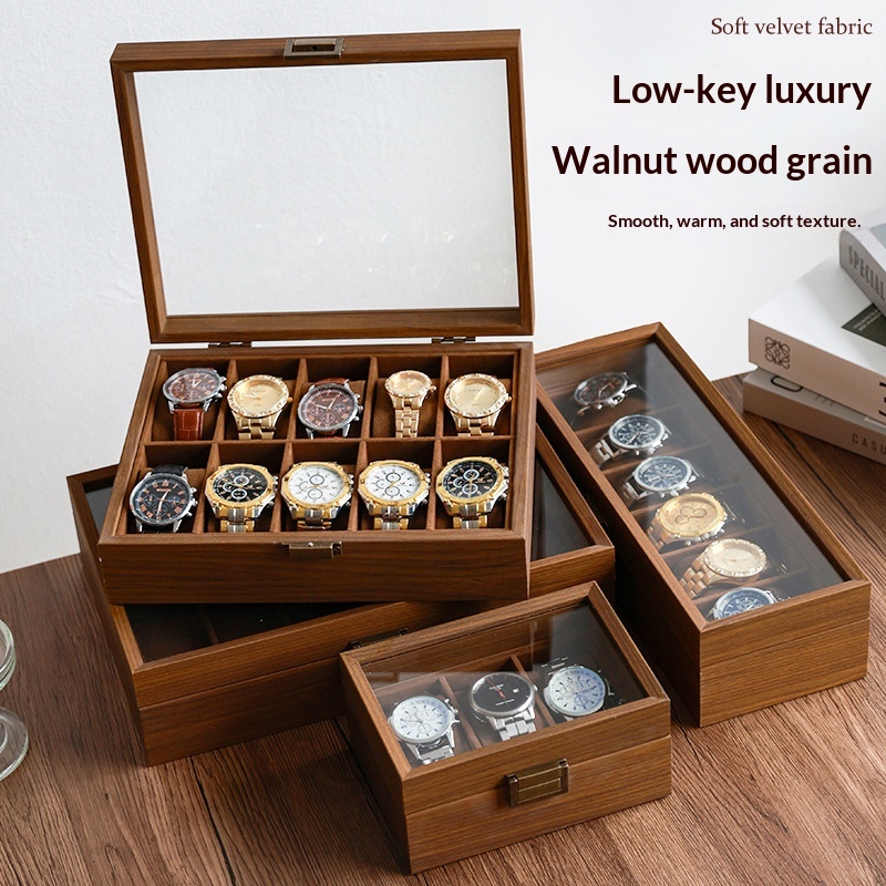 Luxury Watch House - Black Walnut Wood Grain Watch Storage