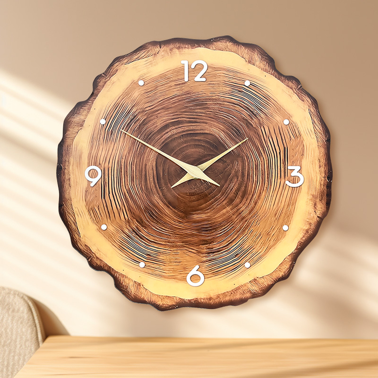 Luxury Watch Wall Clock - 1pc wooden ring veneer wall clock,