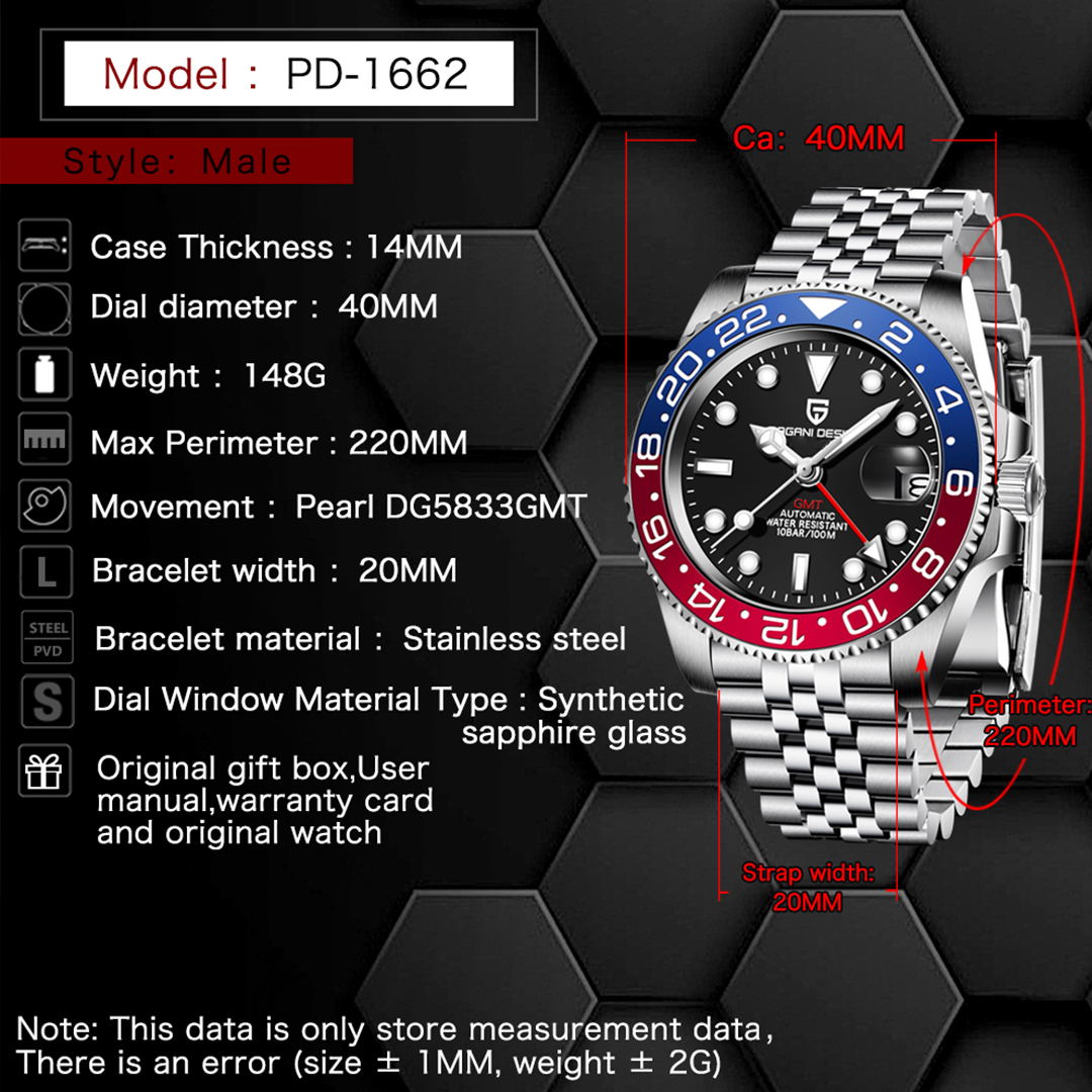 New PAGANI DESIGN GMT Watch Me - Luxury Watch Box reseña y precio