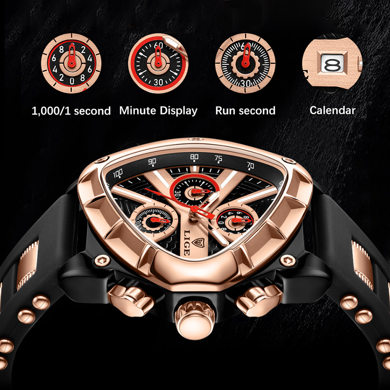 LIGE Fashion Men Watch Triangl - Watch Triangle Luxury reseña y precio