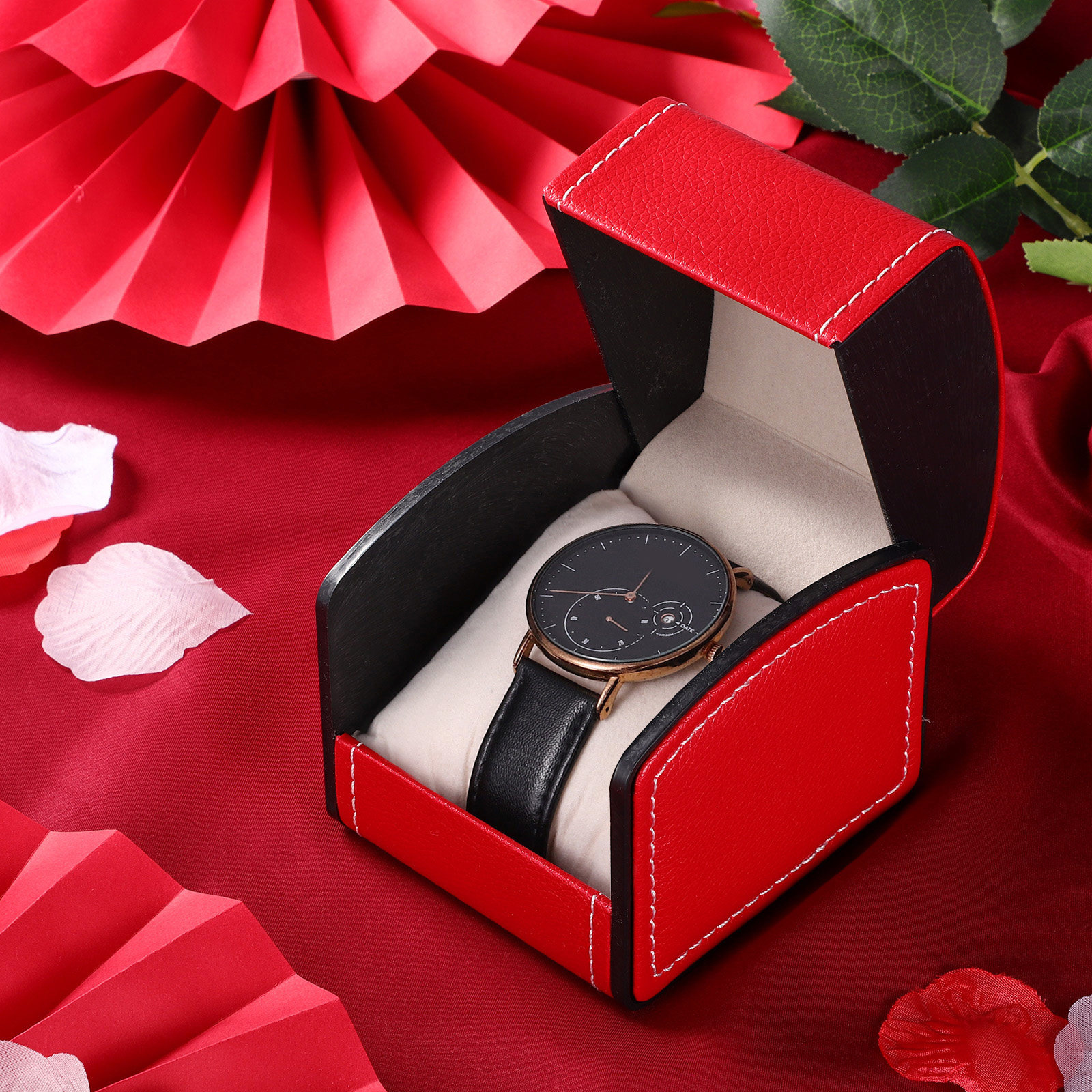 PU Flip Watch Box Single Clams - Luxury Watch Holder For Men reseña y precio