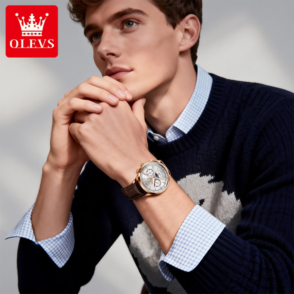 OLEVS 7128 Moon Phase Man Watc - Chronograph Flyback Watch reseña y precio