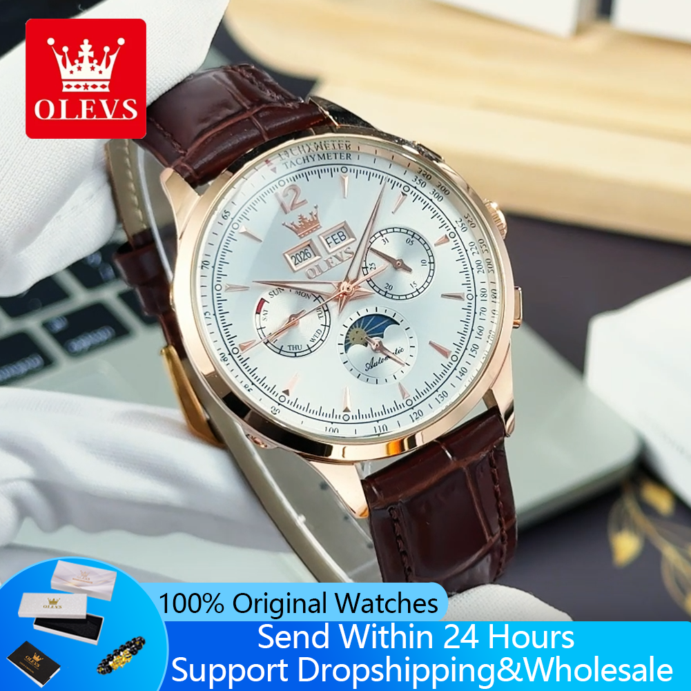 OLEVS 7128 Moon Phase Man Watc - Chronograph Flyback Watch reseña y precio