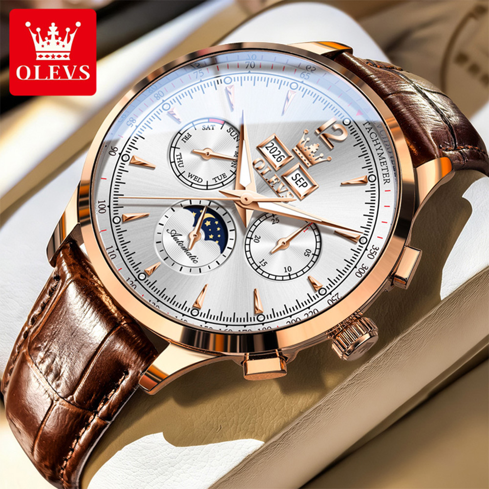OLEVS 7128 Moon Phase Man Watc - Chronograph Flyback Watch reseña y precio