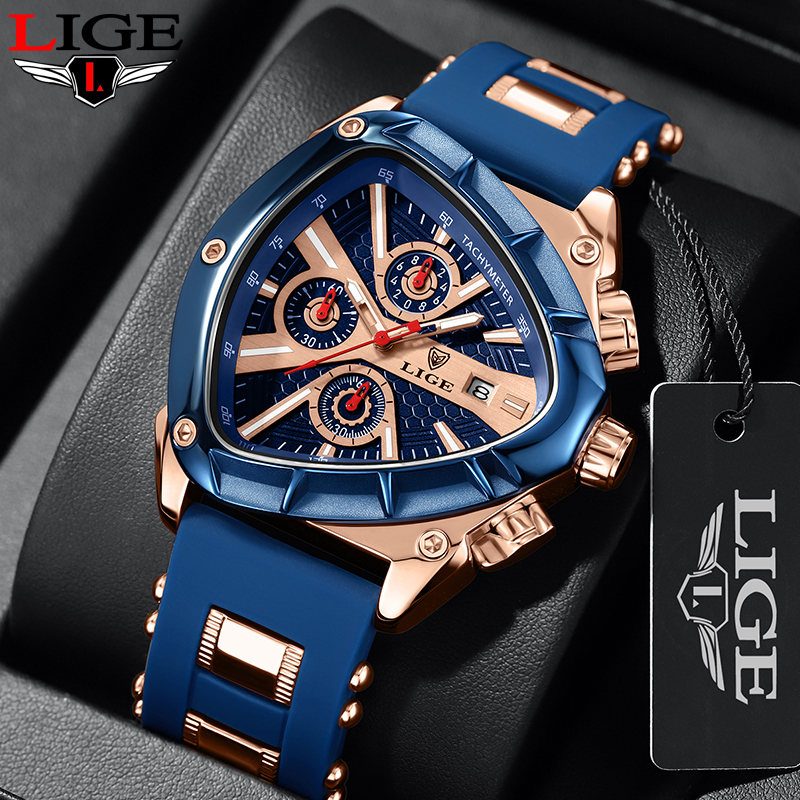 LIGE Fashion Men Watch Triangl - Watch Triangle Luxury reseña y precio