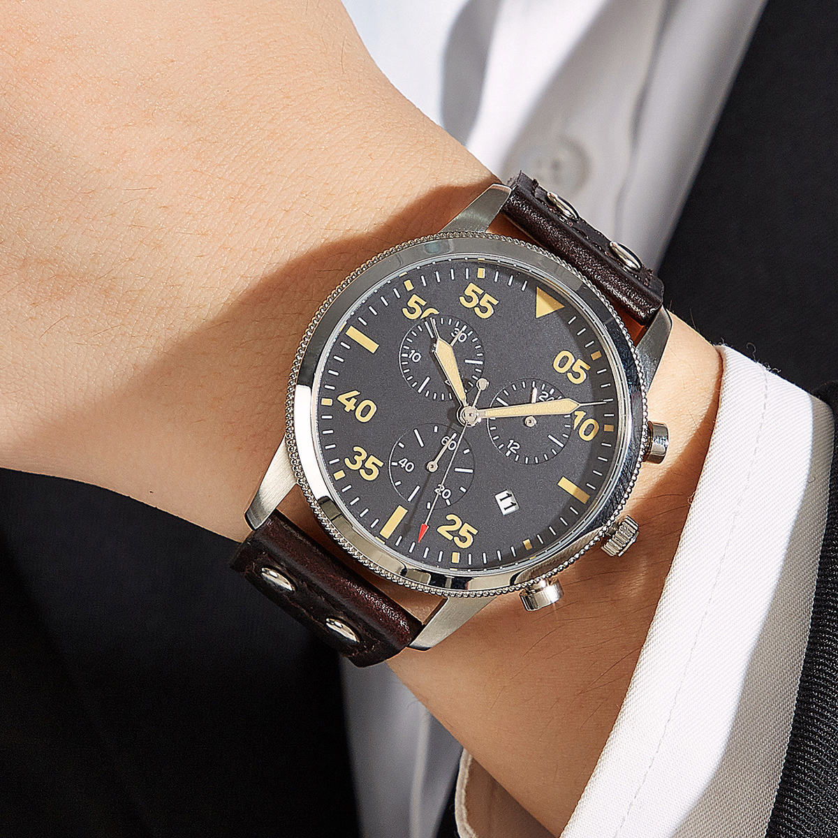 Chronograph Watches 42mm Pilot - Chronograph Flyback Watch reseña y precio