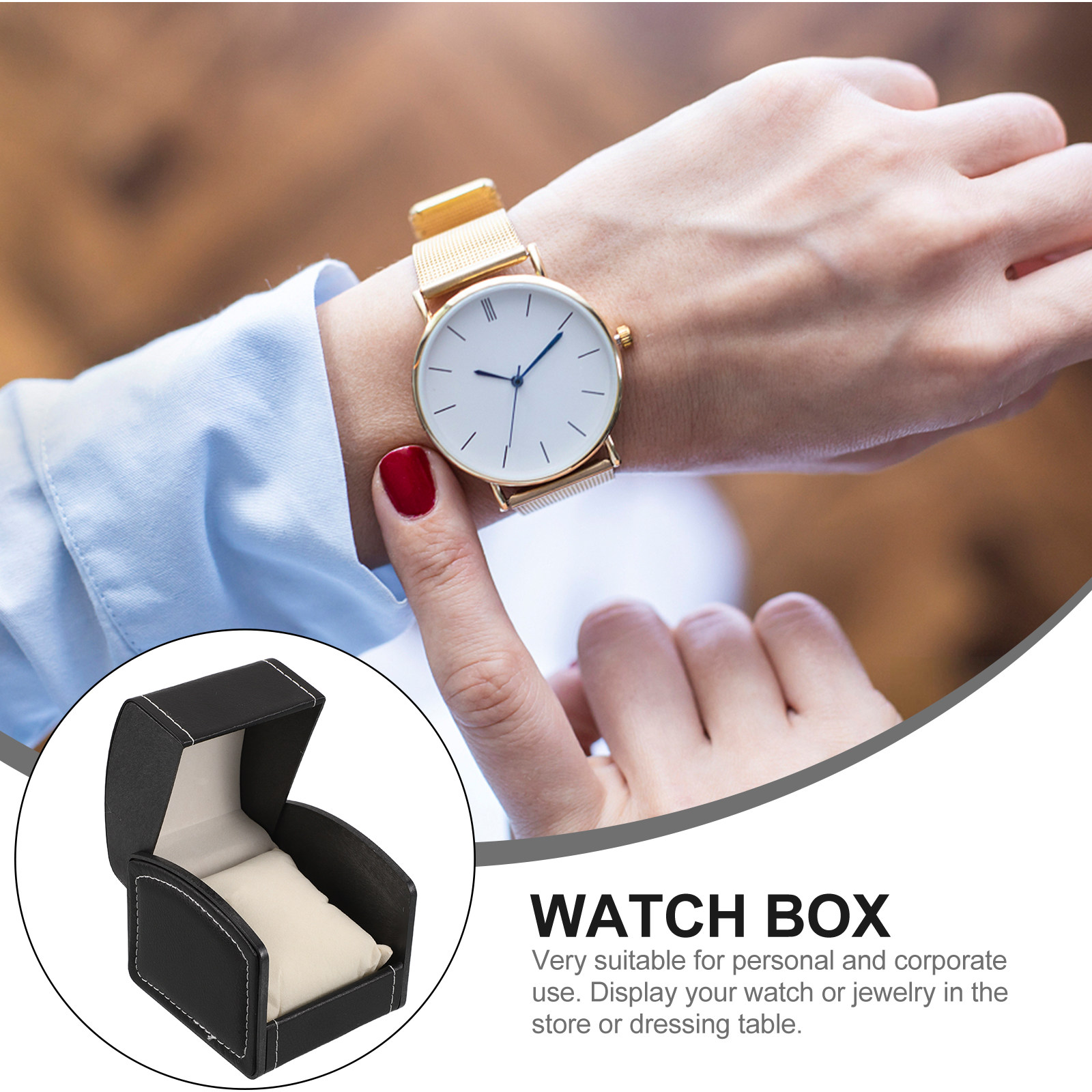 2Pcs Black PU Watch Organizer  - Luxury Watch Holder For Men reseña y precio