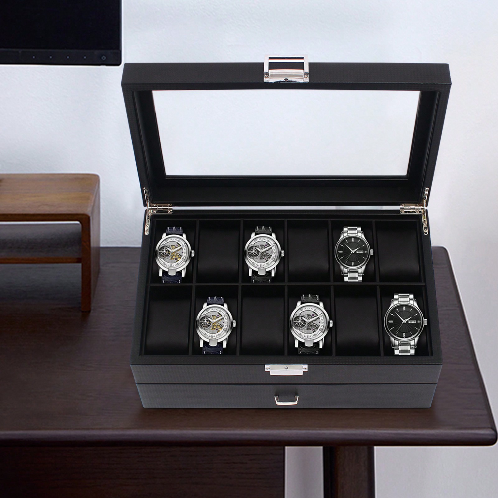 24 Slot Men Watch Display Case - Luxury Watch Holder reseña y precio