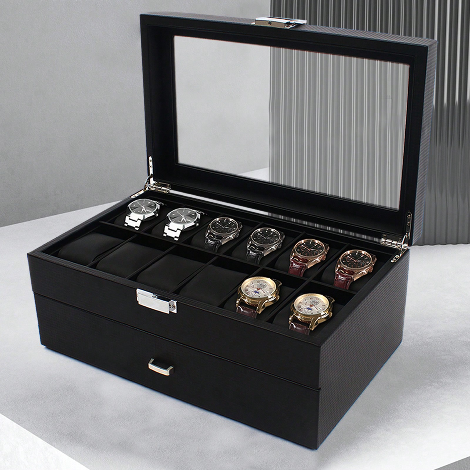 24 Slot Men Watch Display Case - Luxury Watch Holder reseña y precio