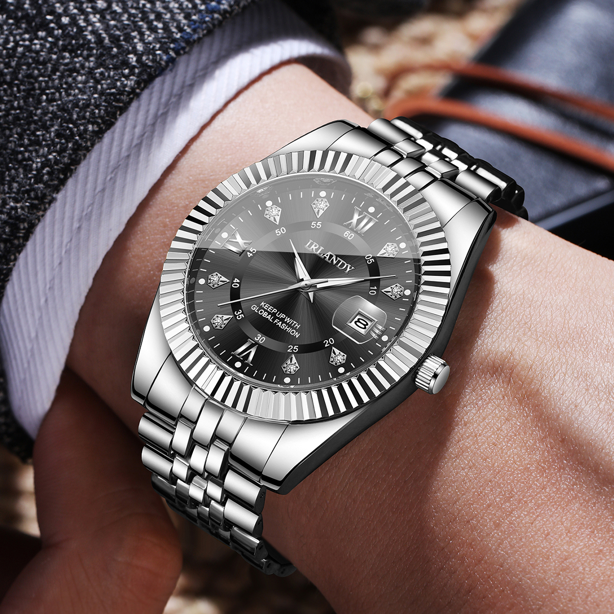 Fashion Rhinestone Men Busines - Luxury Watch Holder reseña y precio