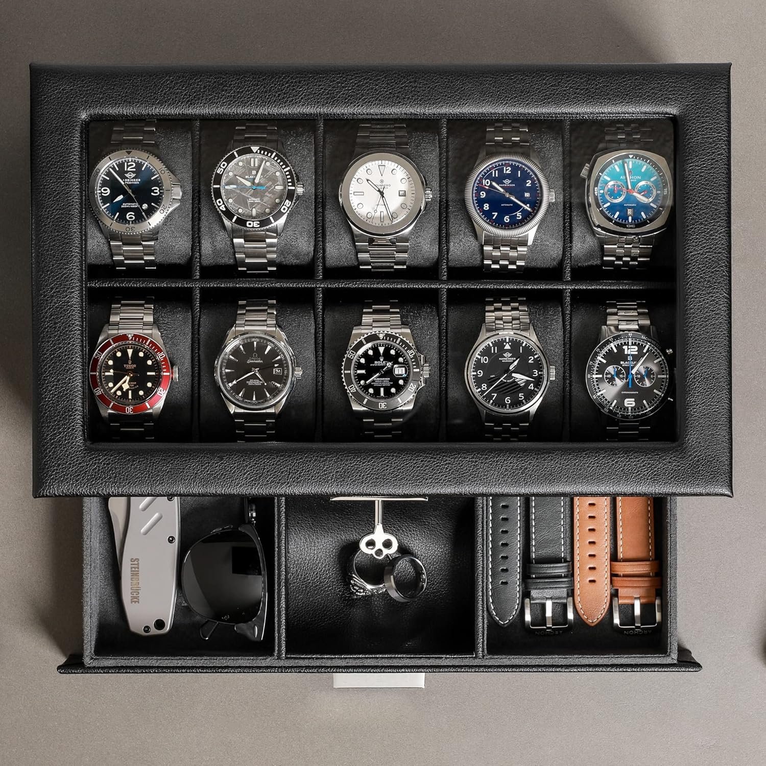 Luxury 10-Slot Watch Box with  - Luxury Watch Holder For Men reseña y precio