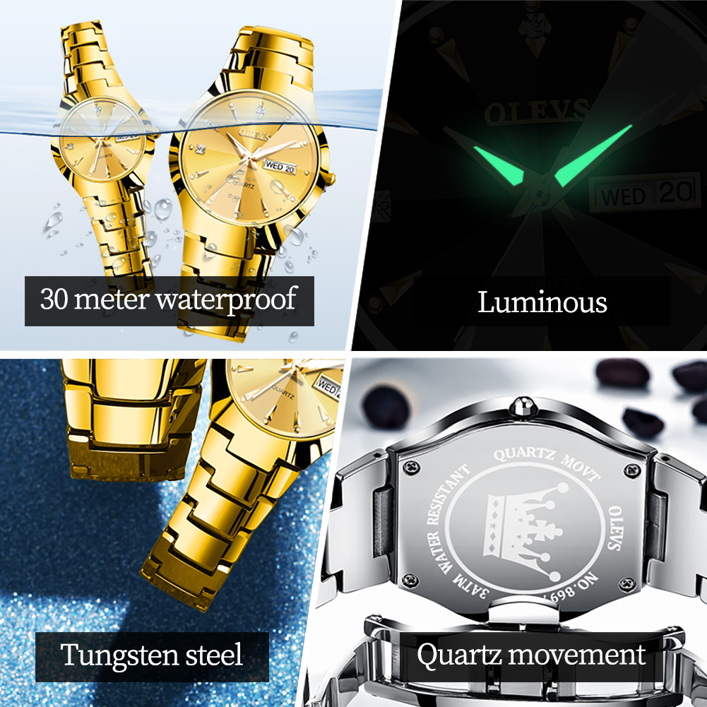 OLEVS TOP Brand Gold Watches f - Luxury Watch Exhibition reseña y precio