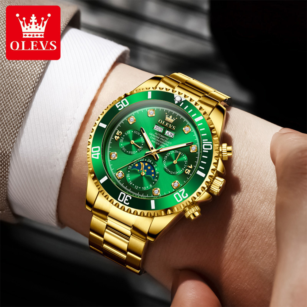 OLEVS 6729 Original Luxury Aut - Chronograph Flyback Watch reseña y precio