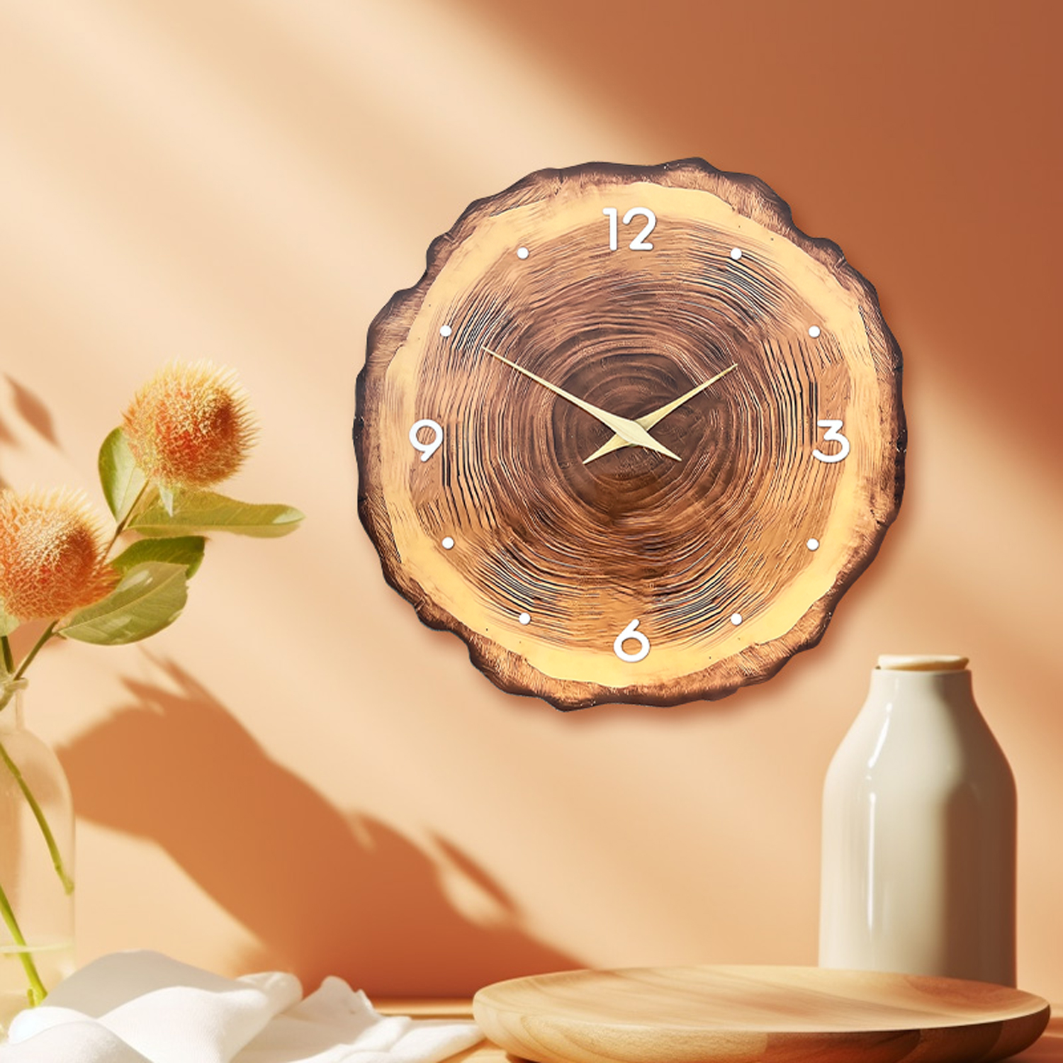 1pc wooden ring veneer wall cl - Luxury Watch Wall Clock reseña y precio
