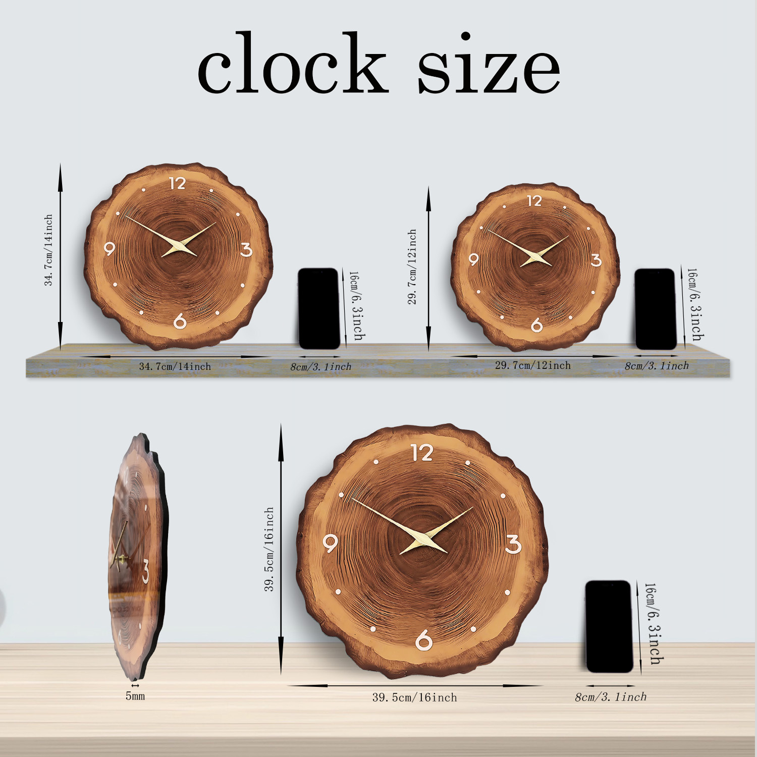1pc wooden ring veneer wall cl - Luxury Watch Wall Clock reseña y precio