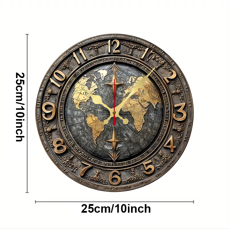 2D Vintage World Map Wooden Ro - Luxury Watch Wall Clock reseña y precio