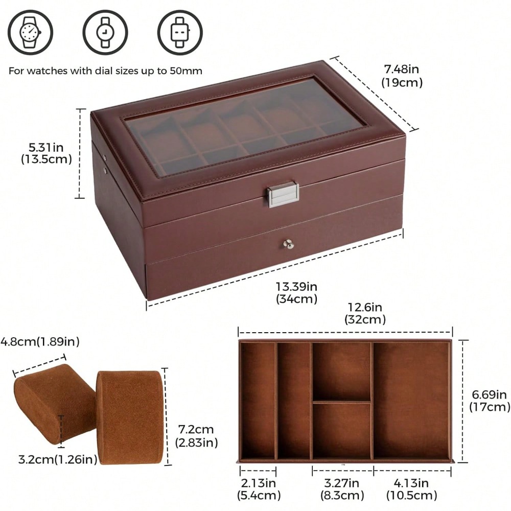 Luxury 12-Slot 2-Layer Watch C - Luxury Watch Holder For Men reseña y precio