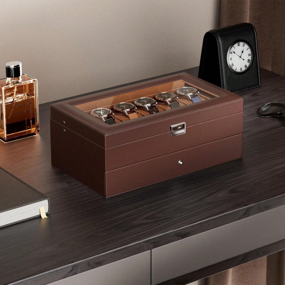 Luxury 12-Slot 2-Layer Watch C - Luxury Watch Holder For Men reseña y precio