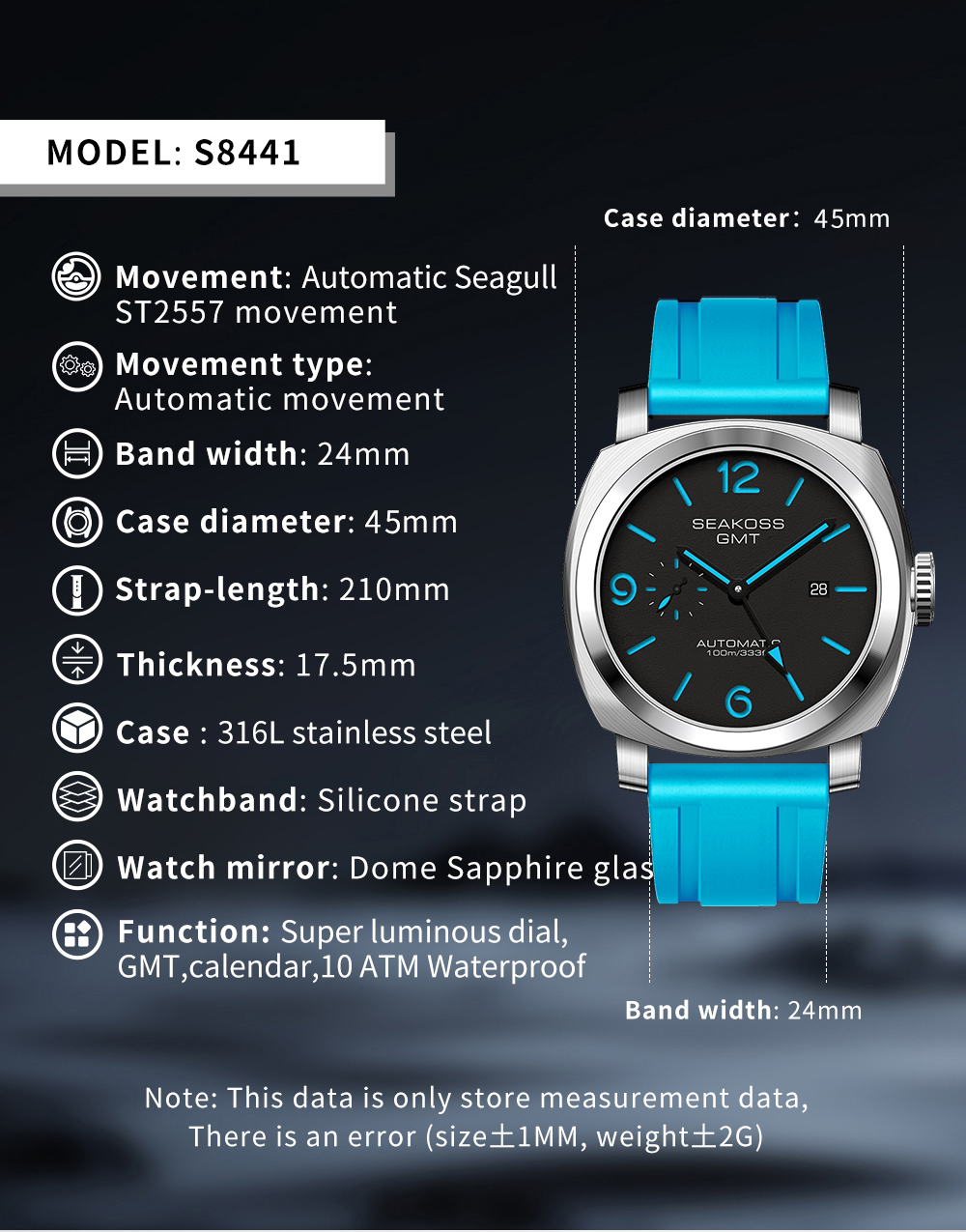 SEAKOSS 45mm Diving GMT Watch  - Chronograph Flyback Watch reseña y precio