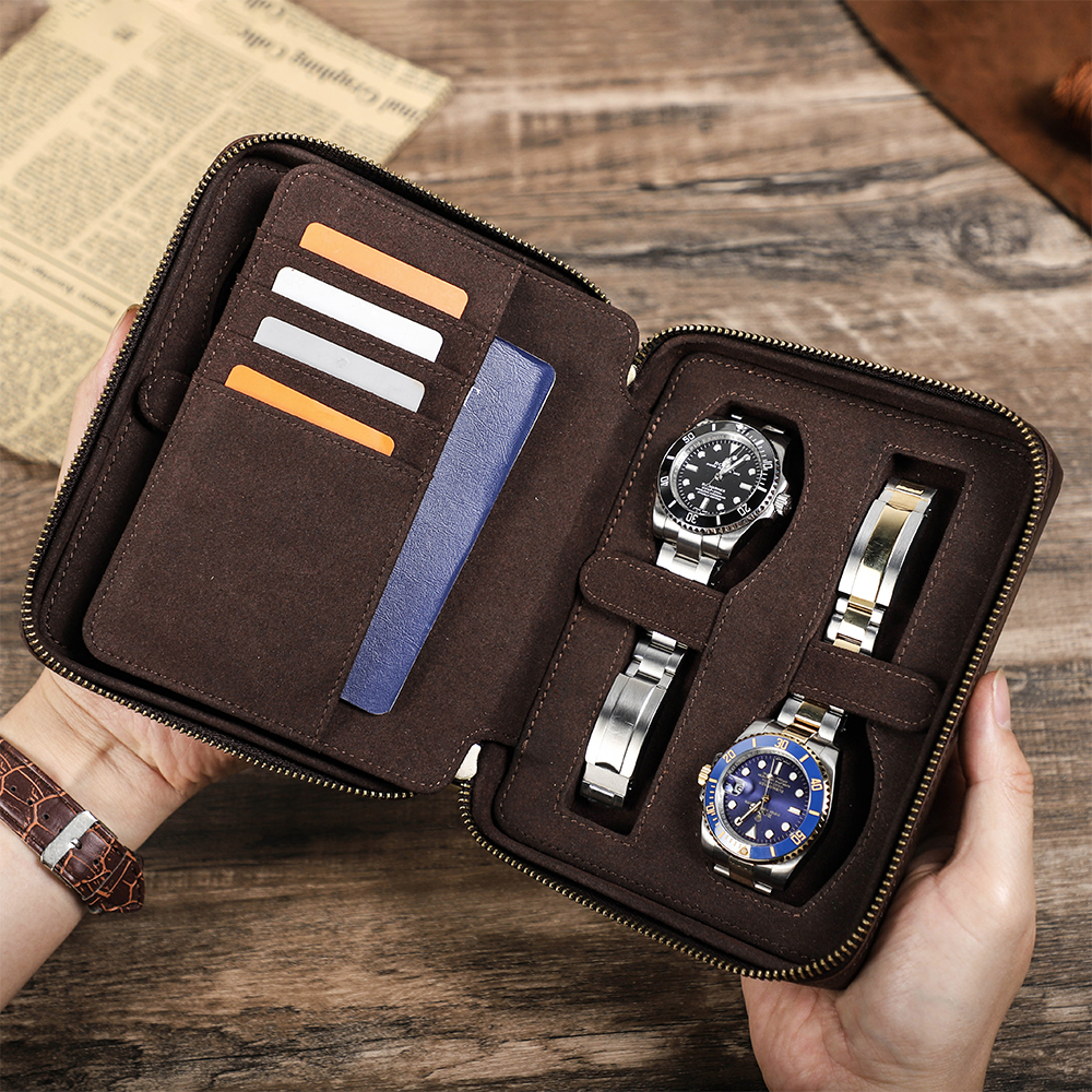Retro Genuine Leather 4 Slots  - Luxury Watch Holder For Men reseña y precio