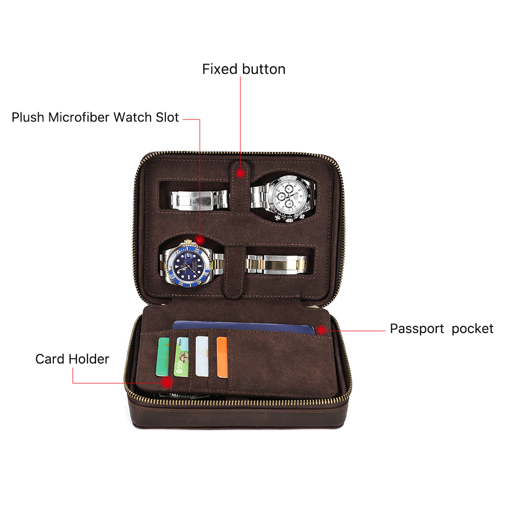 Retro Genuine Leather 4 Slots  - Luxury Watch Holder For Men reseña y precio