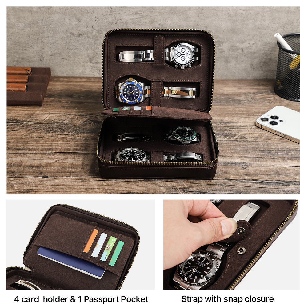 Retro Genuine Leather 4 Slots  - Luxury Watch Holder For Men reseña y precio